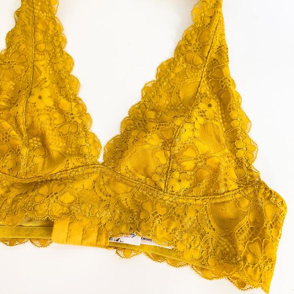 Intimately Free People Size S Halter Lace Bralette Bra Yellow - Picture 2 of 6